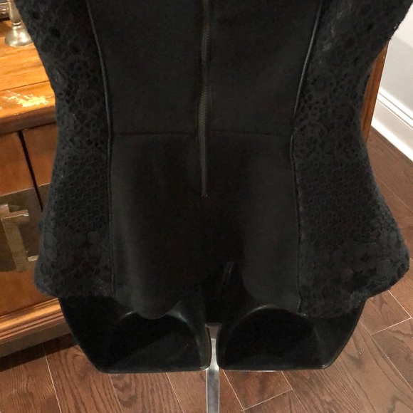 PEPLUM LACE AND FAUX LEATHER TRIM TOP - Picture 8 of 8